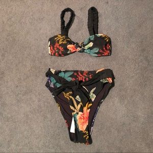 CUPSHE Green Floral High Waisted Bikini